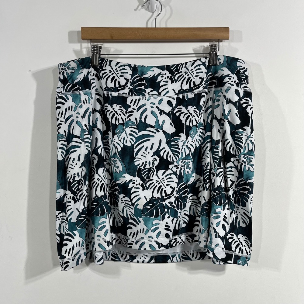 J. Jill Fit A-Line Knit Skort XL Petite Tropical Leaf Active Sporty Tennis Golf